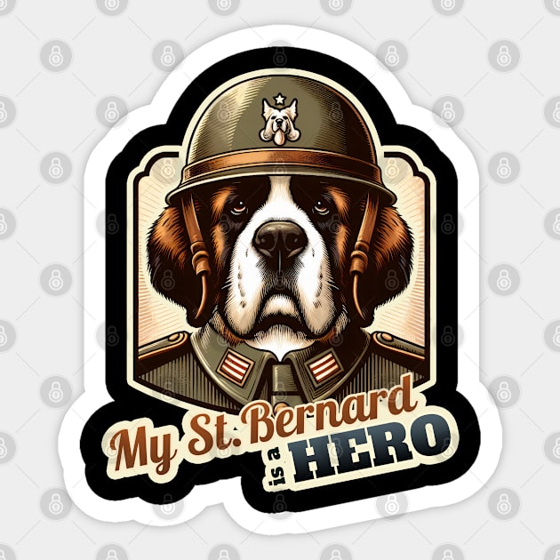 St. Bernard soldier Sticker by k9-tee